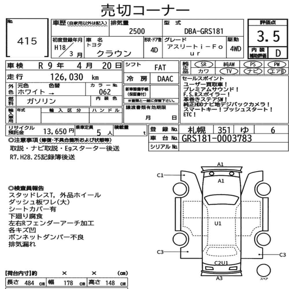 Auction sheet
