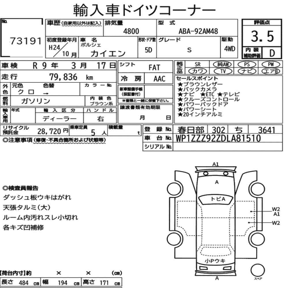 Auction sheet