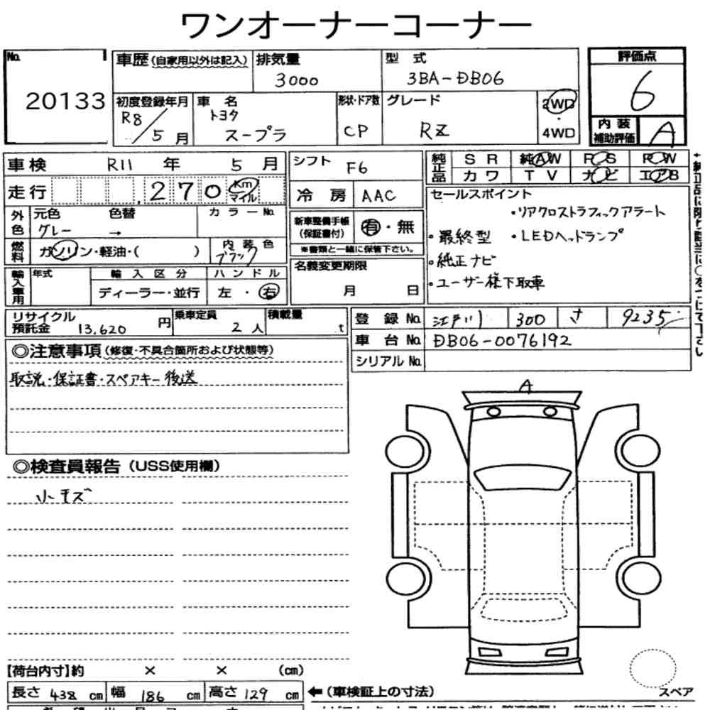 Arkusz aukcyjny — 2026 Toyota Supra RZ