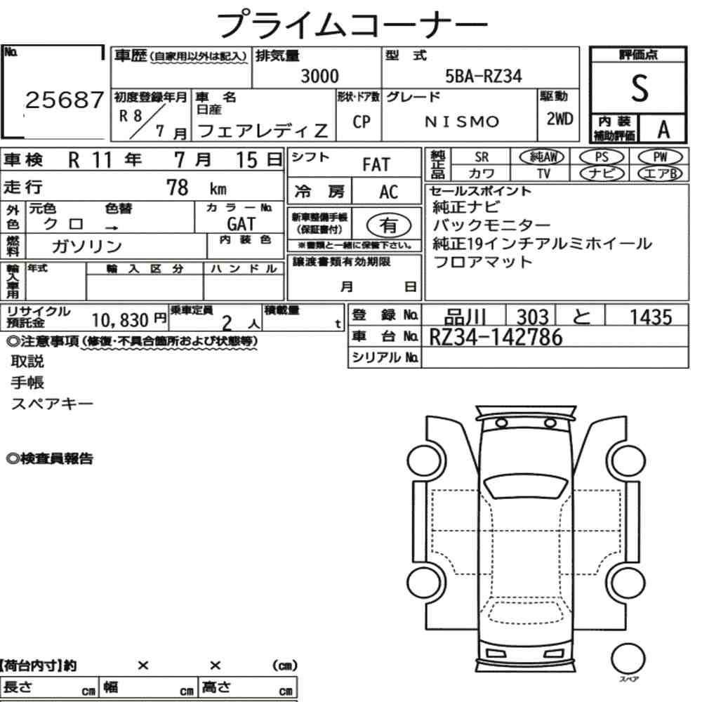 Arkusz aukcyjny — 2026 Nissan Fairlady Z CP Nismo