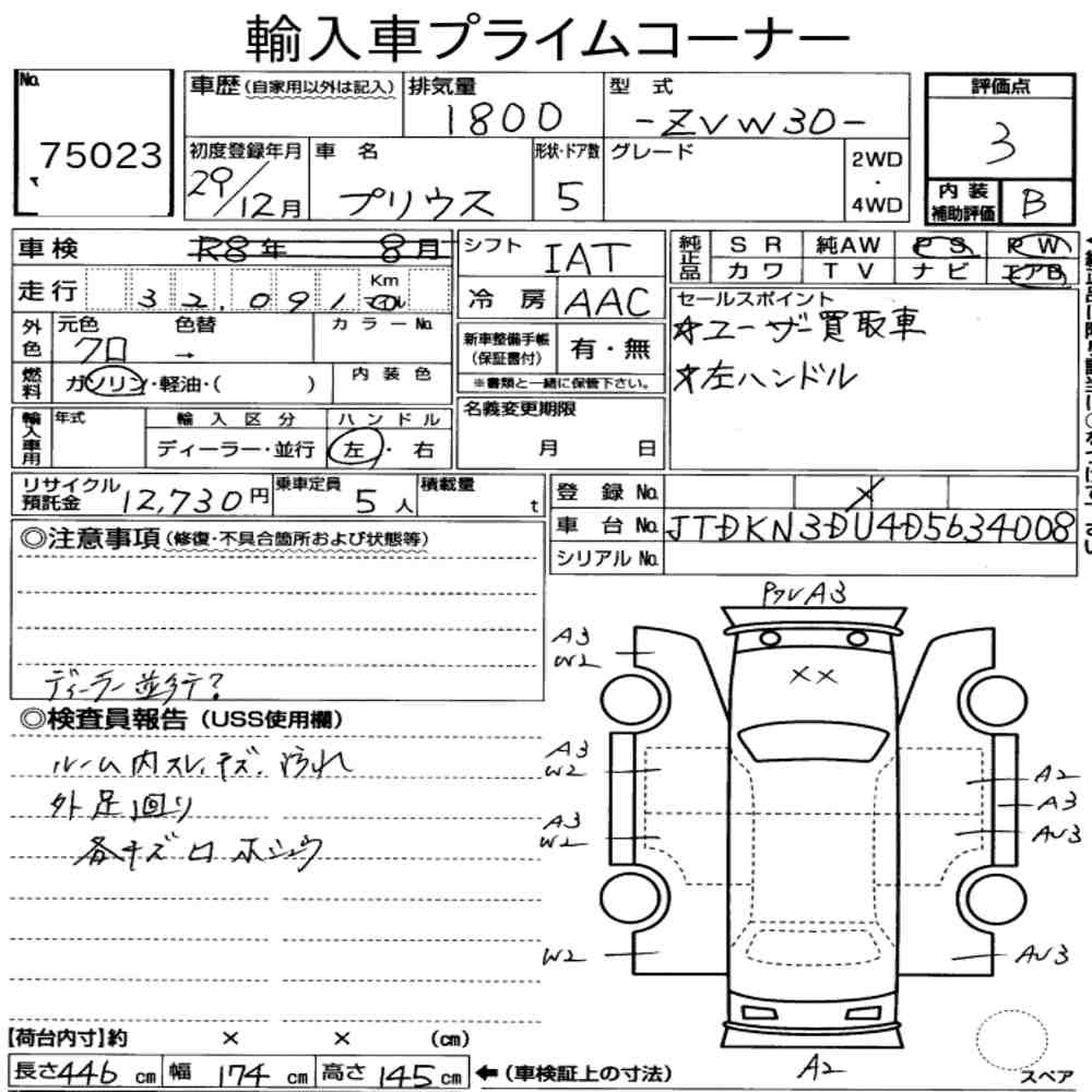 Arkusz aukcyjny — 2017 America Toyota Prius 5D