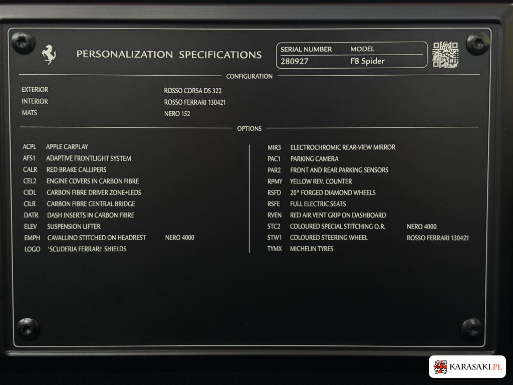 2022 Ferrari F8 Spider Base Grade 9