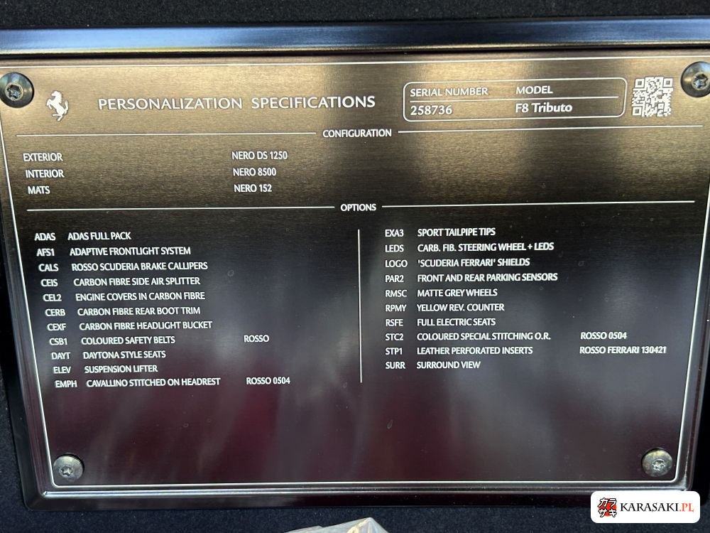 2020 Ferrari F8 Tributo Base Grade 11