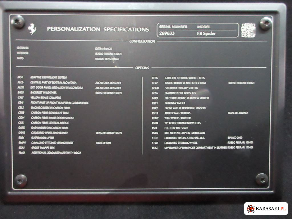 2021 Ferrari F8 Spider Base Grade 9