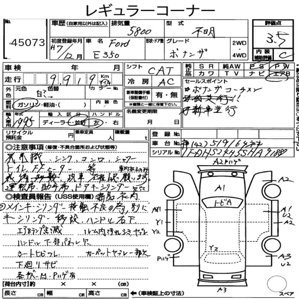 Arkusz aukcyjny — 1995 Ford E-350 4D