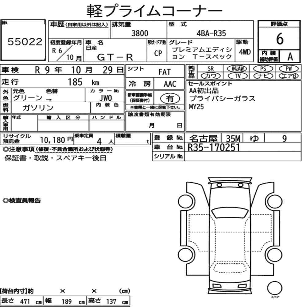 Arkusz aukcyjny — 2021 Nissan N-WGN Custom L･turbo Honda Sensing