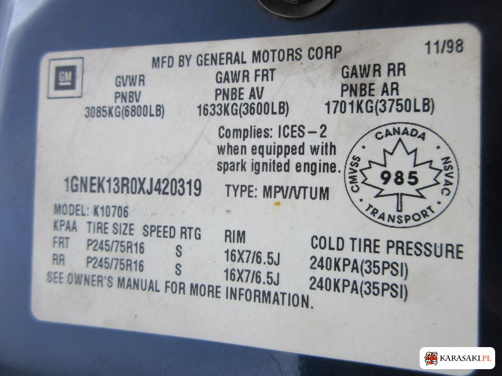 1999 Chevrolet Tahoe 5D 4WD 13
