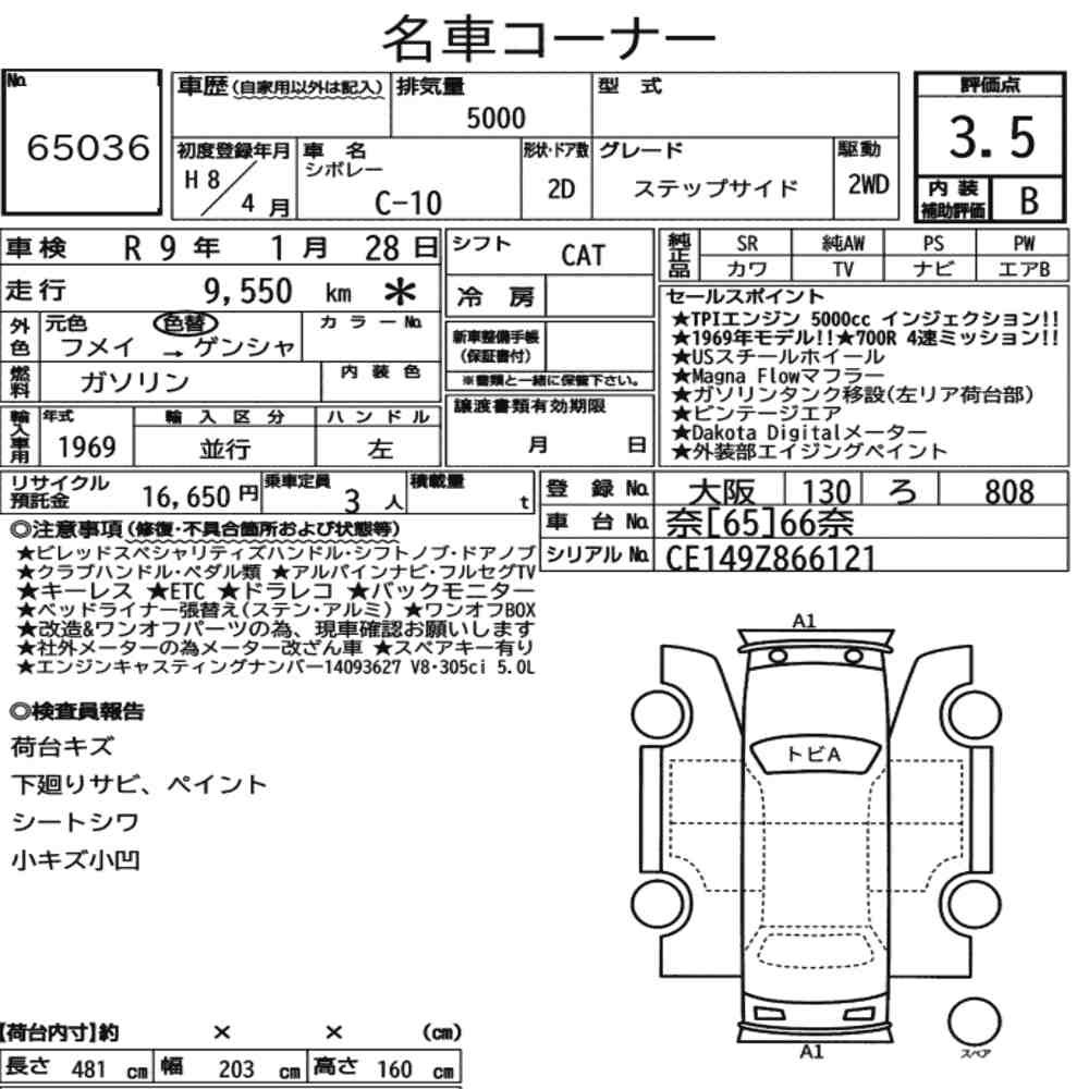 Arkusz aukcyjny — 1996 Chevrolet C-10 Step Side