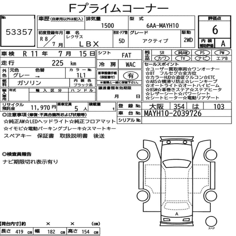 Arkusz aukcyjny — 2026 Lexus LBX Active