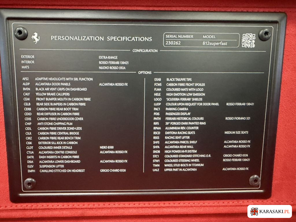Ferrari 812SUPERFAST 2017 z aukcji japońskiej