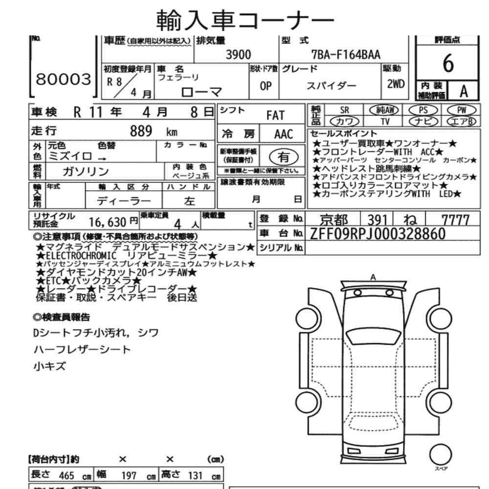Arkusz aukcyjny — 2026 Ferrari Roma Op Spider