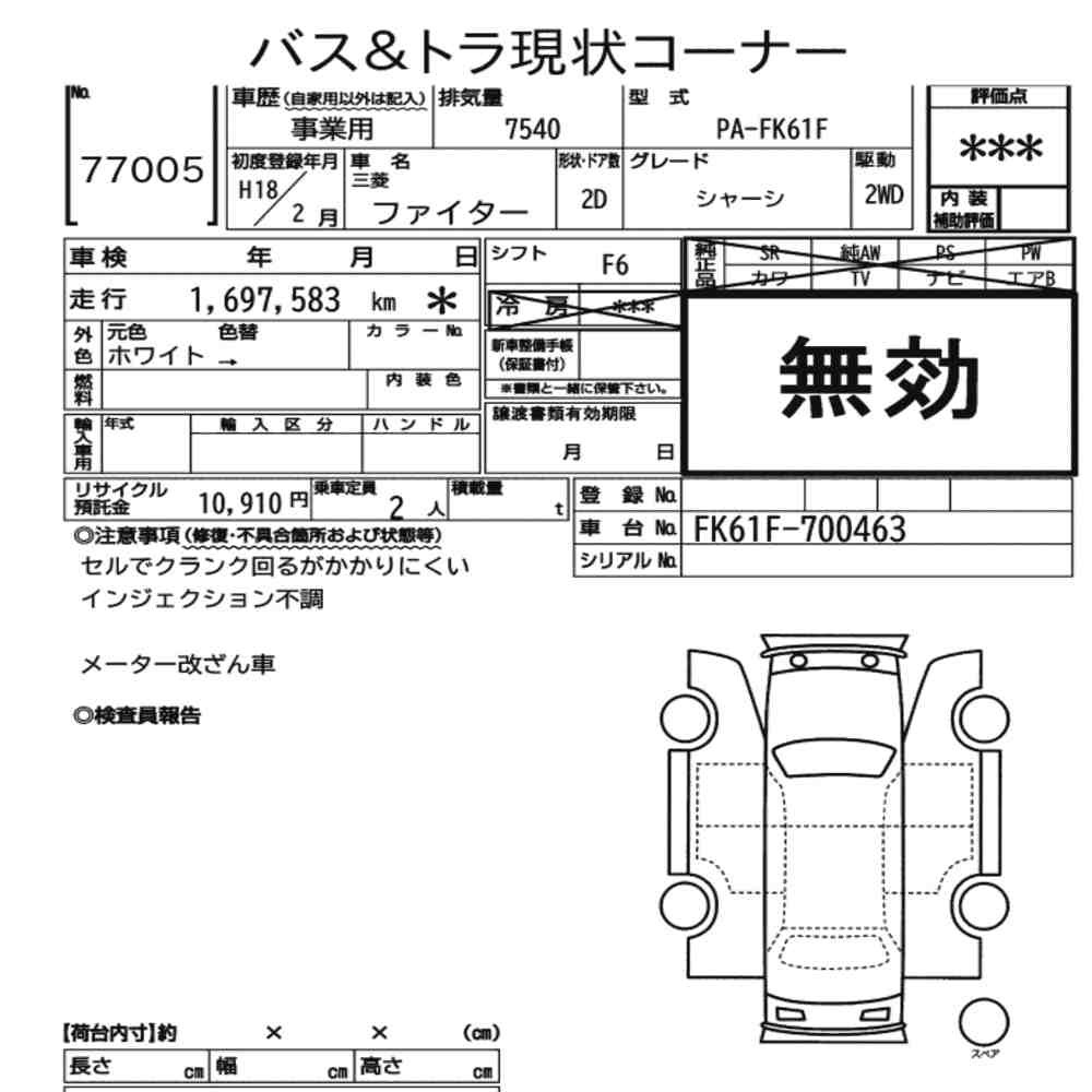 Arkusz aukcyjny — 2006 Mitsubishi FK61F