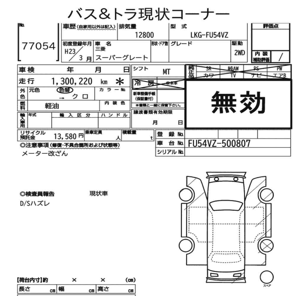 Arkusz aukcyjny — 2011 Mitsubishi FU54VZ