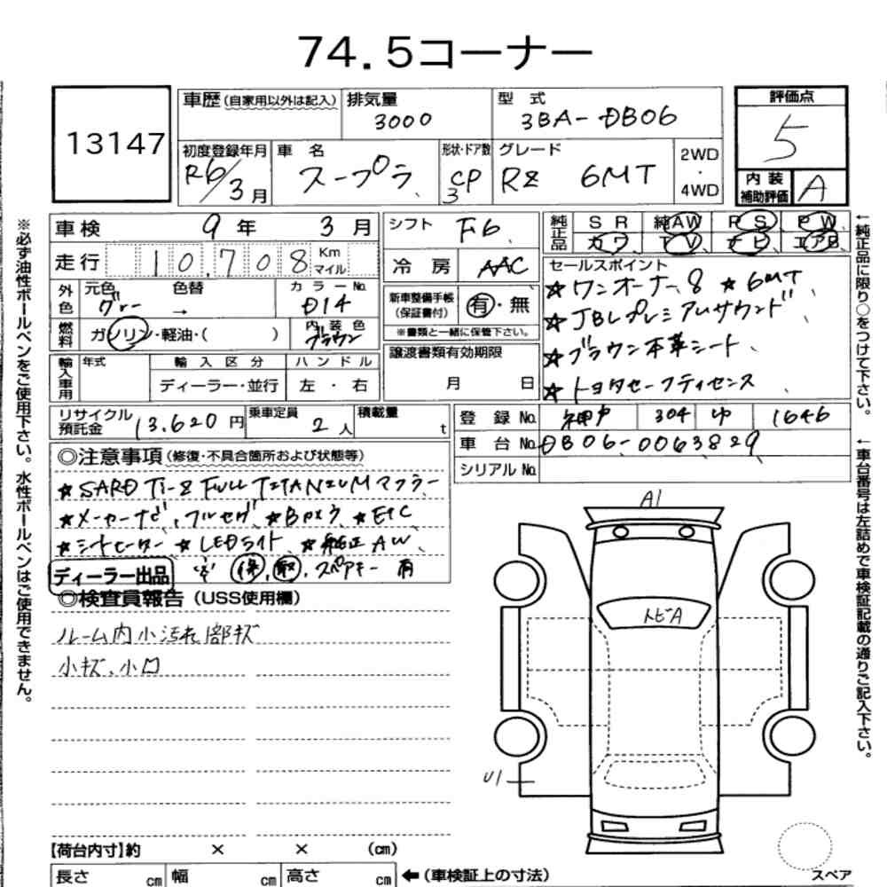 Arkusz aukcyjny — 2024 Toyota Supra RZ
