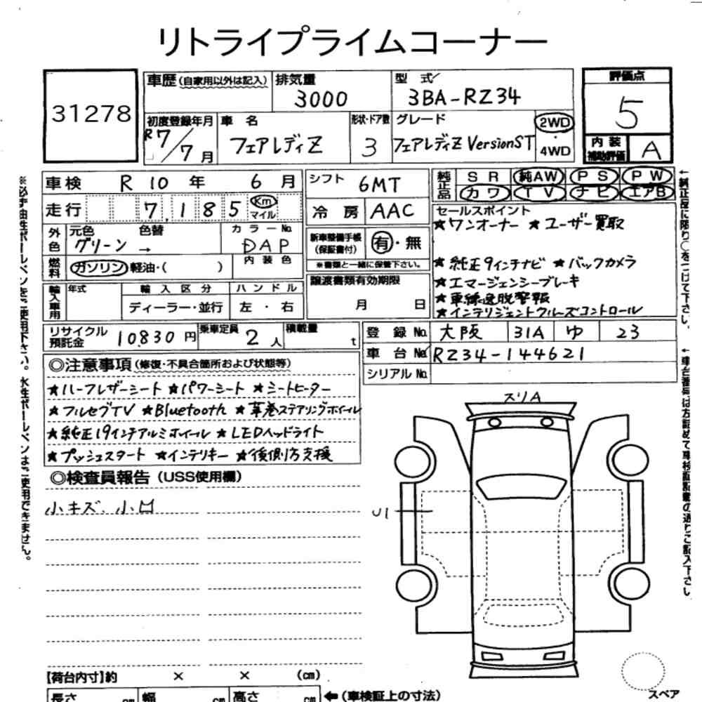 Arkusz aukcyjny — 2025 Nissan Fairlady Z CP Version ST
