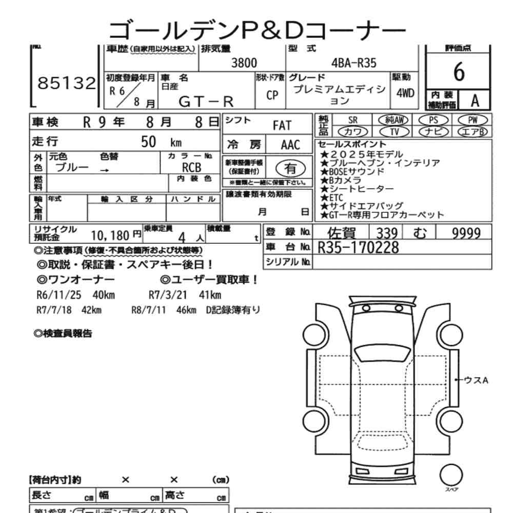 Arkusz aukcyjny — 2026 Nissan Roadster Mazda Spirit Racing Roadster 12R